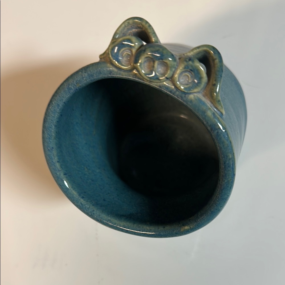 Stoneware glazed blue salt pig